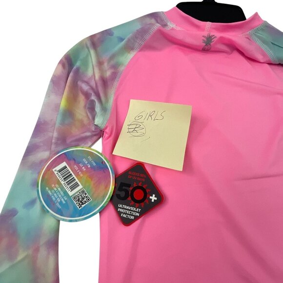Suzzi Activewear Girls Tie-Dye Long Sleeve Rash Guard Swim Shirt L Pink UPF 50+ - Picture 9 of 9